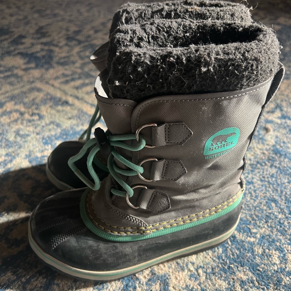 Sorel Kids' Black and Teal Snow Boots